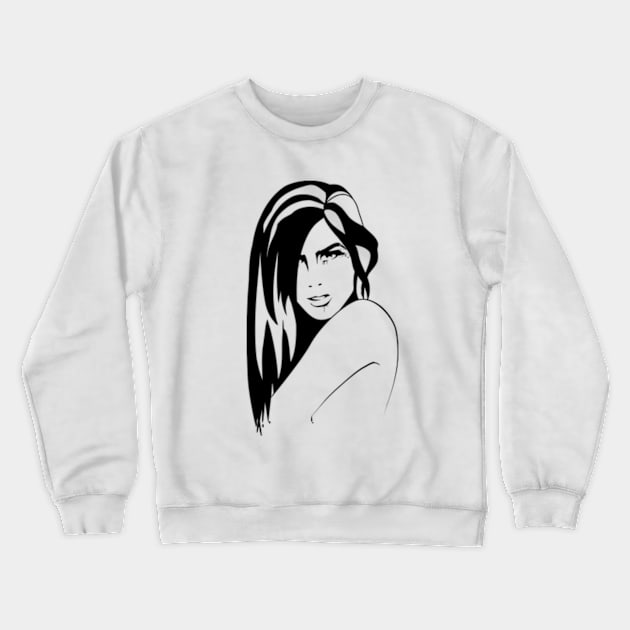 Black Ink Portrait #3 (Ink) Crewneck Sweatshirt by FreakorGeek